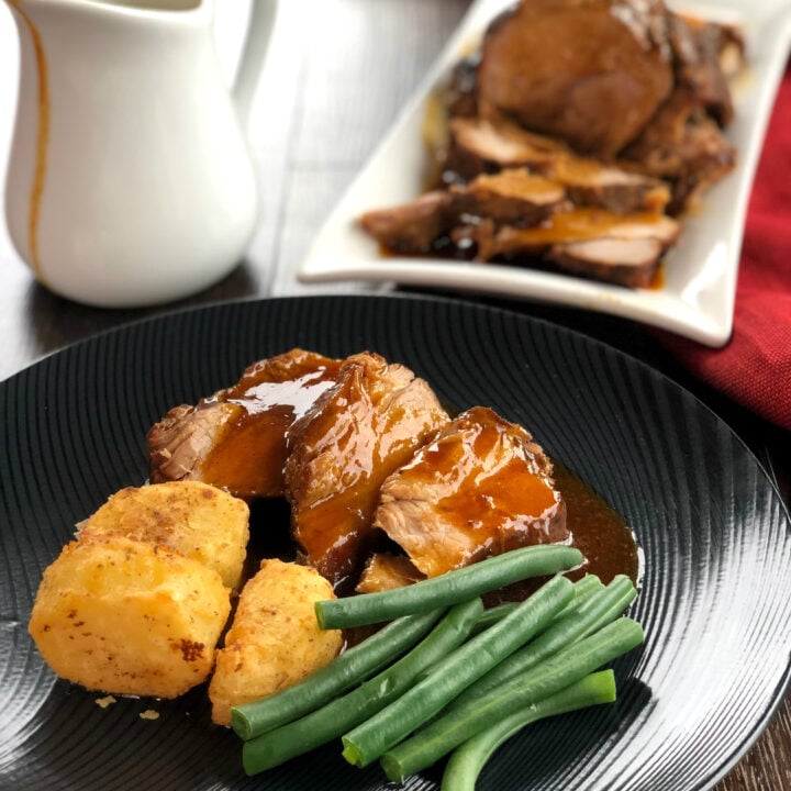 Slow Cooker Roast Pork with Honey Garlic Butter Gravy