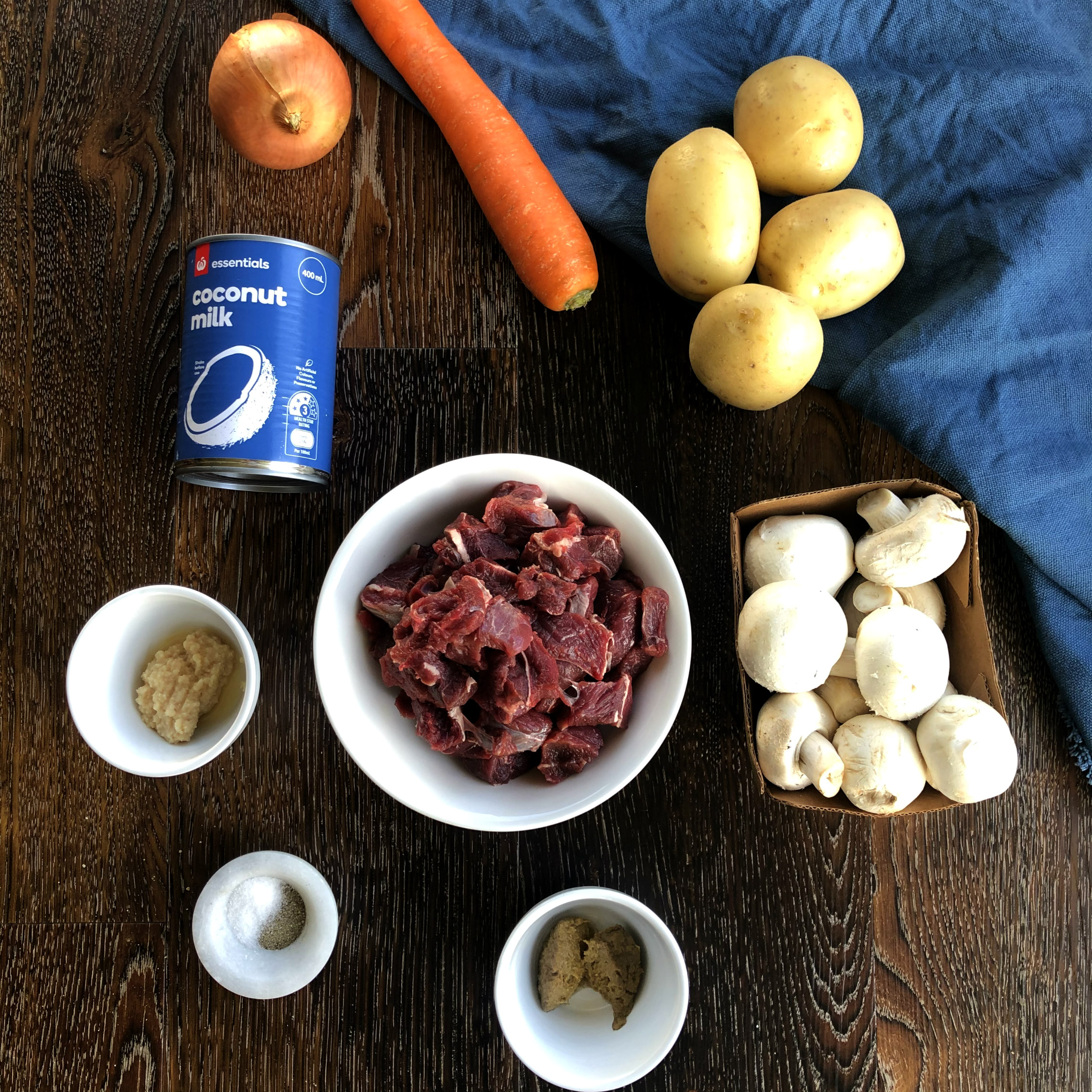 Ingredients for Coconut Thai Beef Curry 