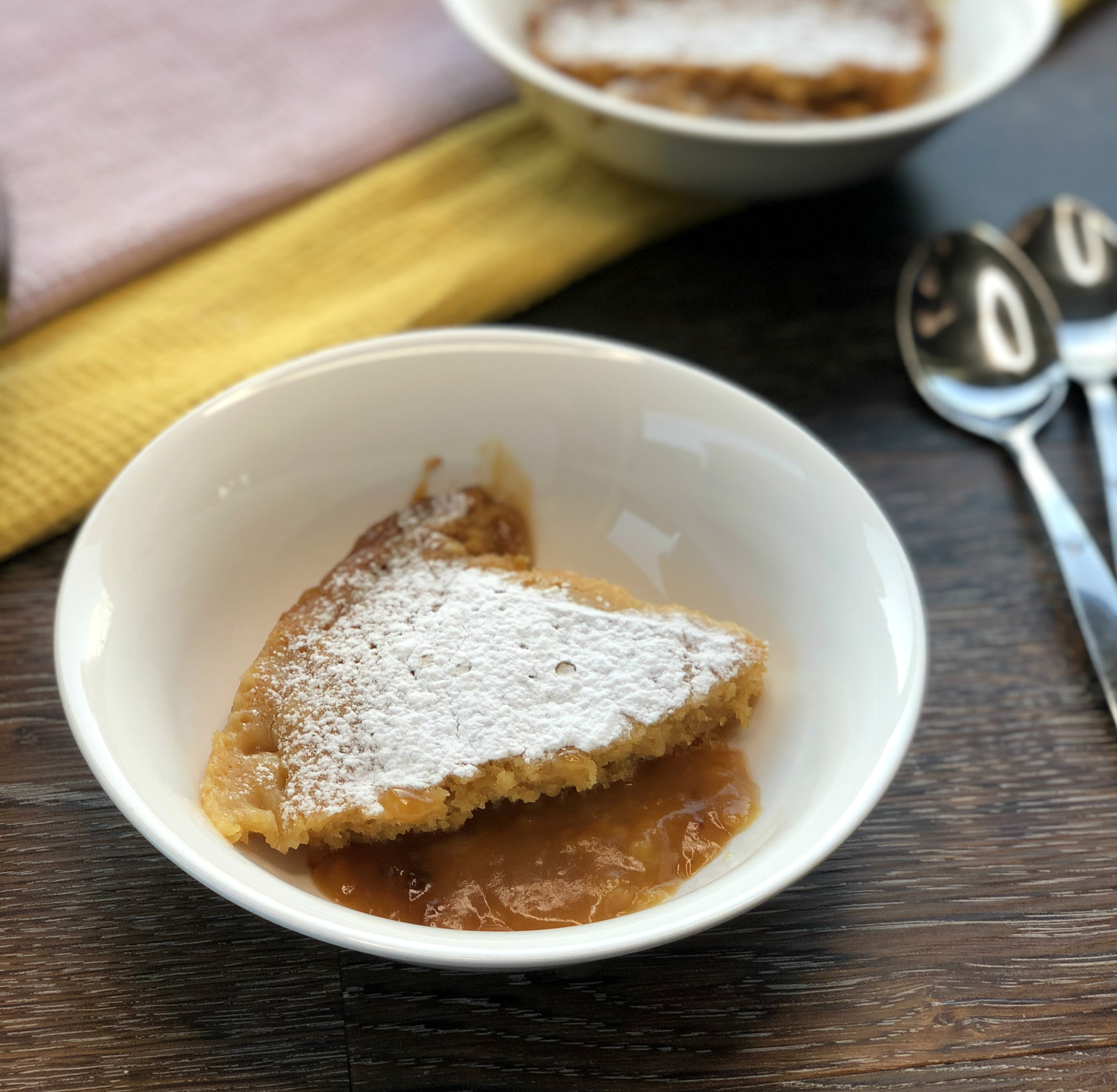 Serving of Butterscotch Self Saucing Pudding cooked in a crock pot 