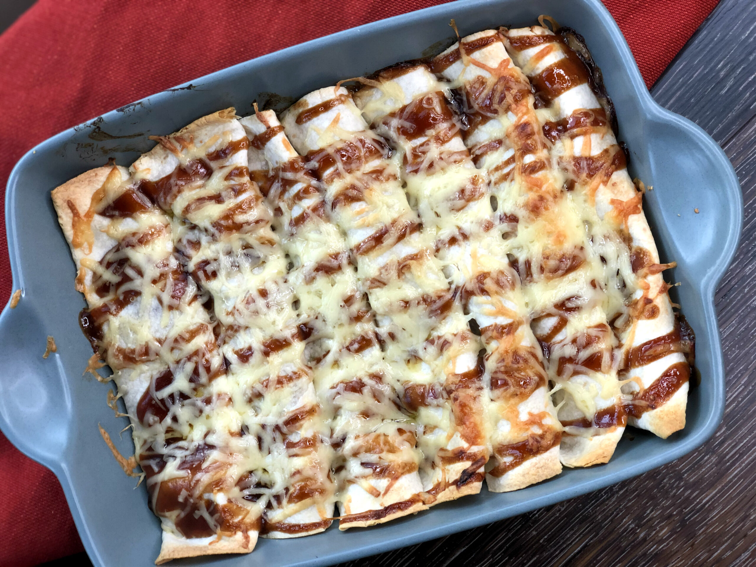 BBQ Pulled Pork Chicken Enchiladas 