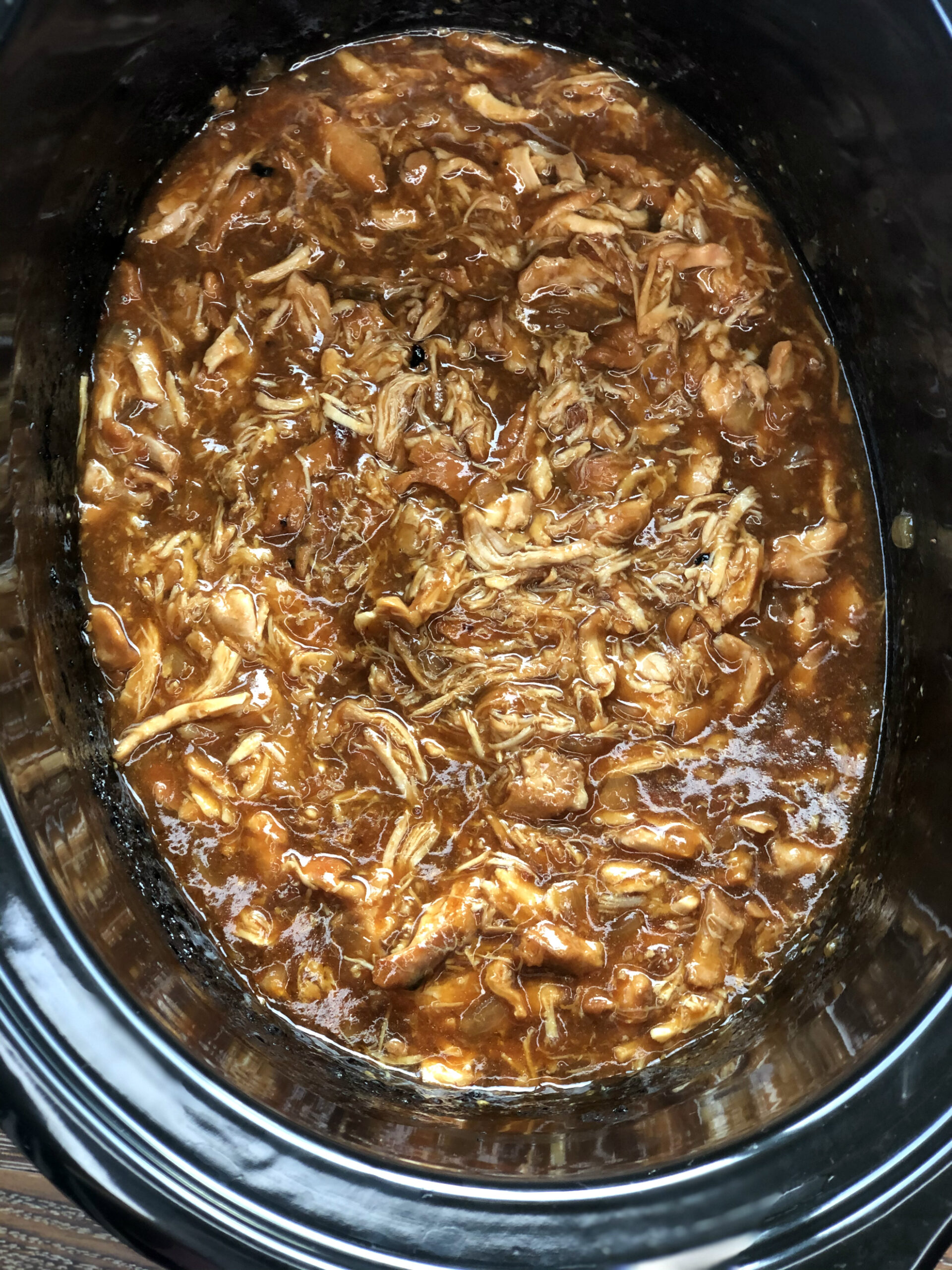 Slow Cooker tender shredded chicken in a BBQ Sauce 