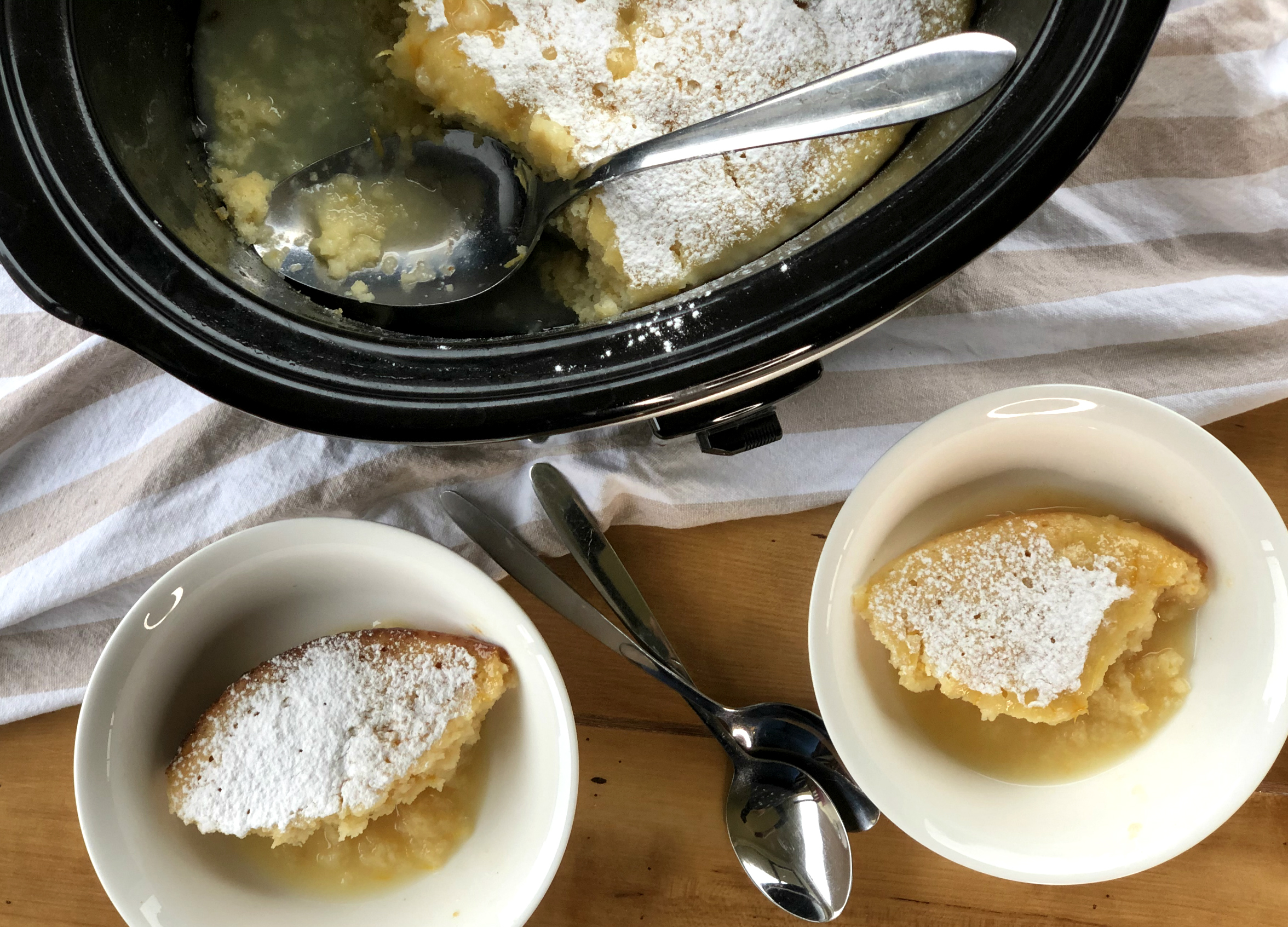Two scoops of lemon dessert and the slow cooker