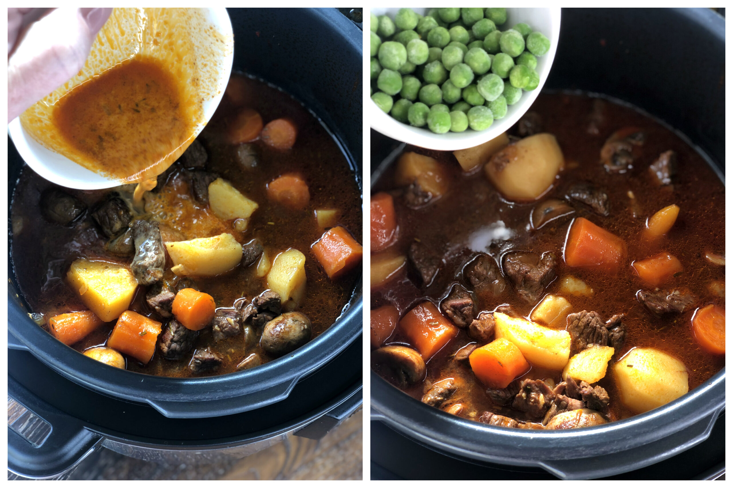 Cornflour Slurry and Peas to thicken stew
