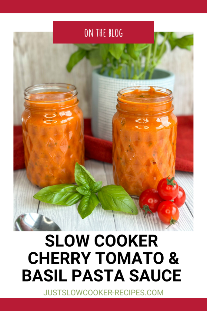 Slow Cooker Cherry Tomato & Basil Pasta Sauce Pinterest Pin