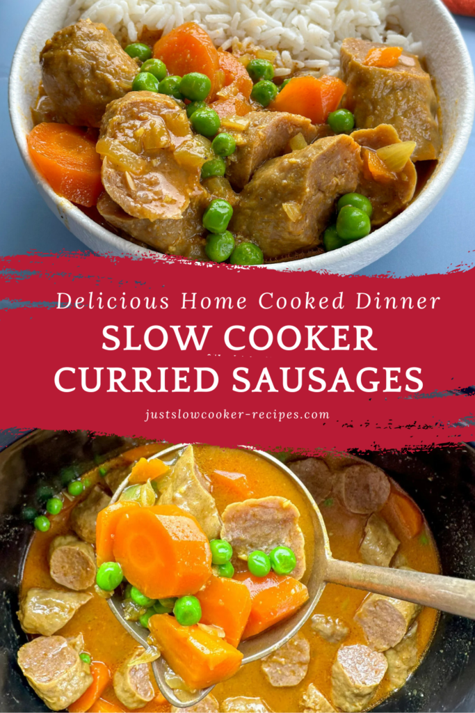 Easy Slow Cooker Curried Sausages Pinterest Pin