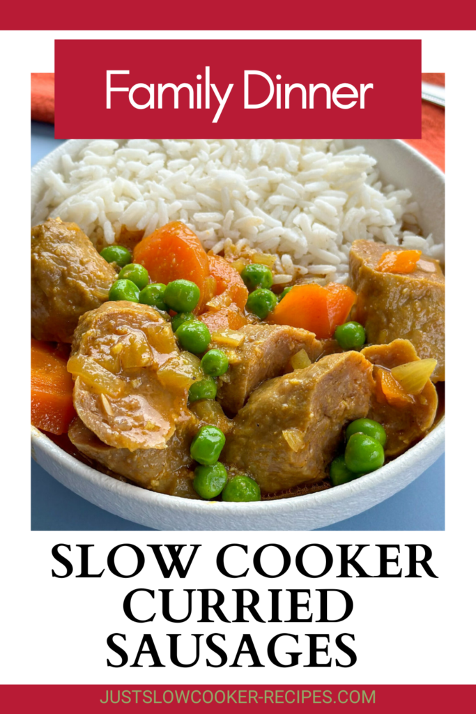 Easy Slow Cooker Curried Sausages Pinterest Pin