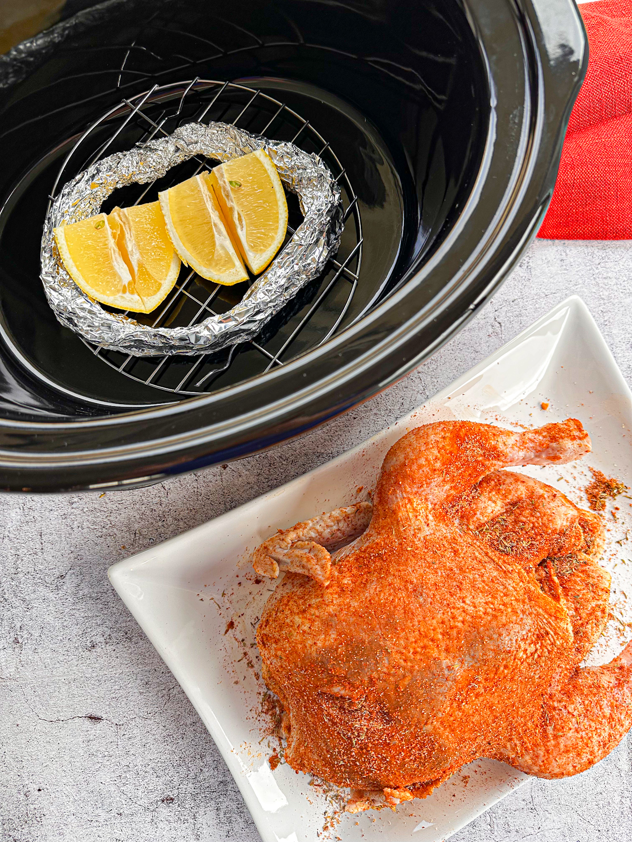 Spice rubbed chicken and a slow cooker