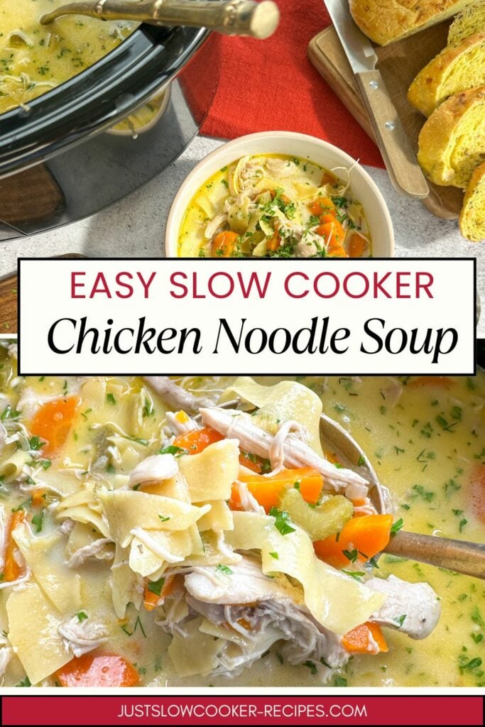 Easy slow cooker chicken noodle soup pinterest pin