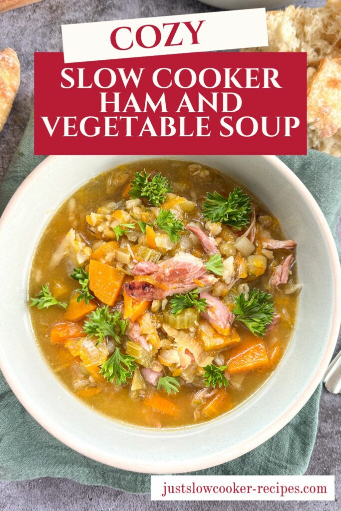 Hearty Slow Cooker Ham & Vegetable Soup Pinterest Pin