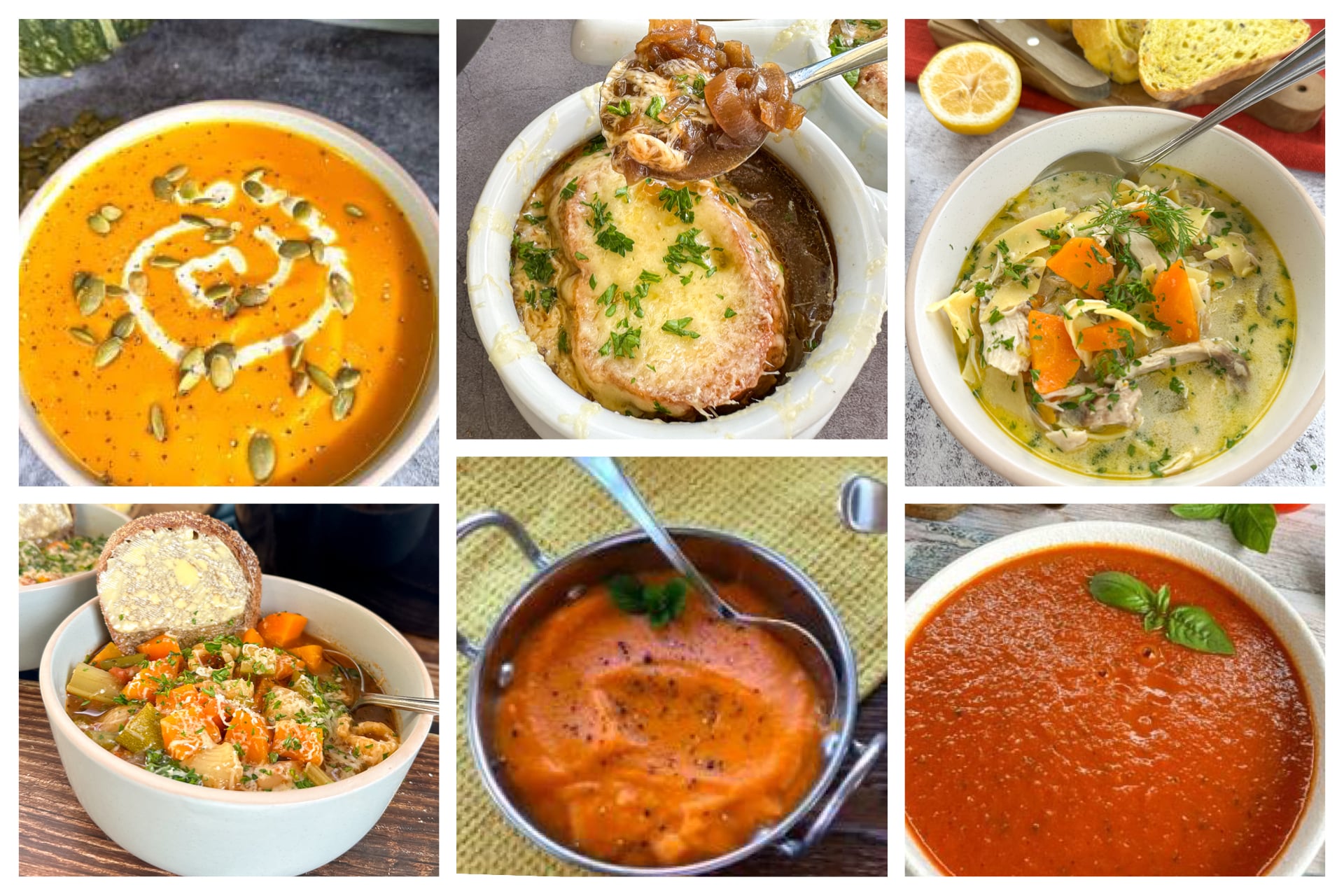 Collage of slow cooker soups by Just Slow Cooker Recipes website