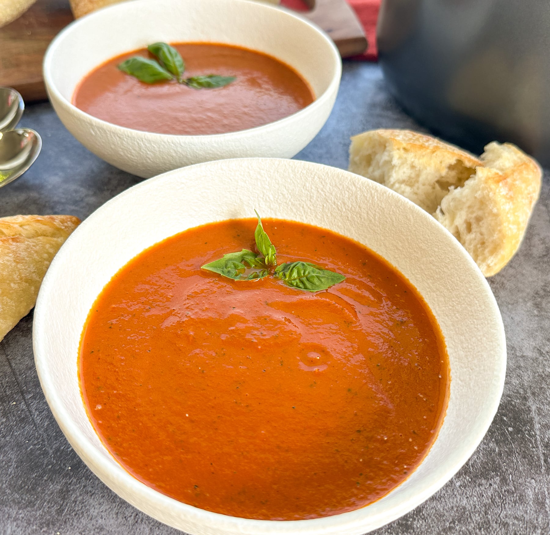 bowls of tomato soup