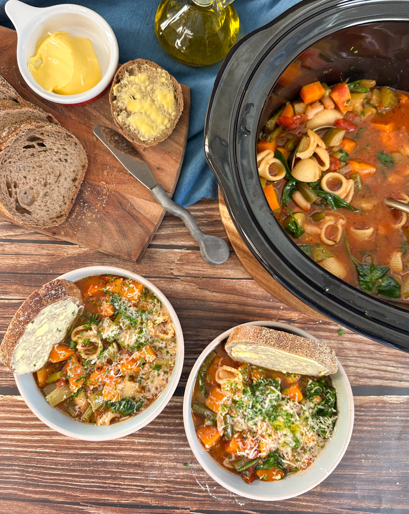 crockpot Italian vegetable minestrone soup