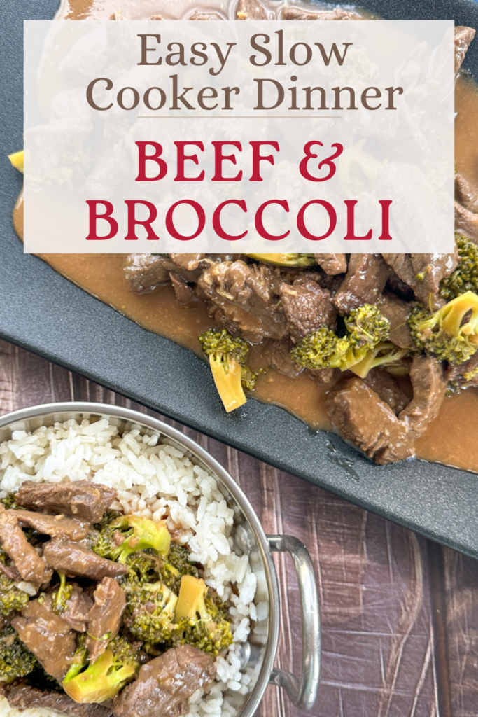 Easy Slow Cooker Beef & Broccoli Pinterest Pin