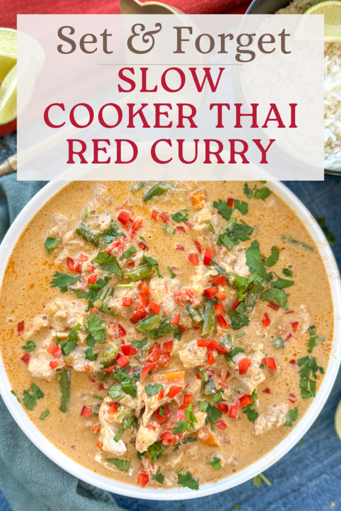 Easy Slow Cooker Thai Red Curry Chicken (Set & Forget Dinner) Pinterest Pin