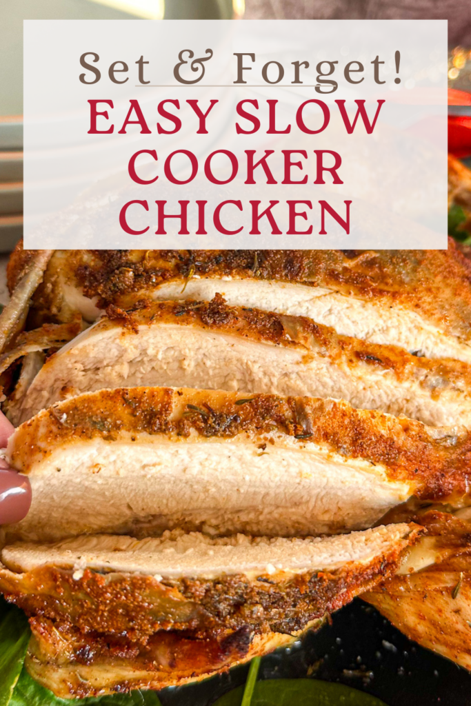 Easy Slow Cooker Whole Chicken (Set and Forget Dinner) PINTEREST PIN