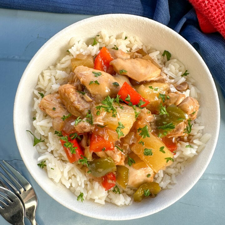 Sweet & Sour Chicken over rice