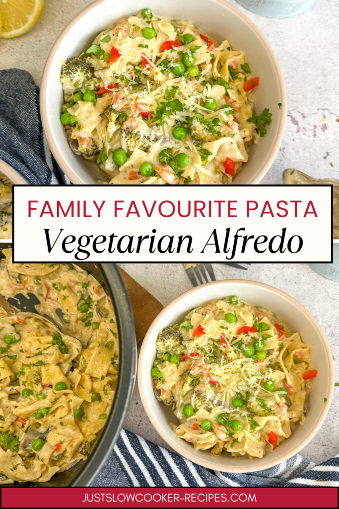 Slow Cooker Creamy Vegetable Alfredo for Family Dinners Pinterest Pin