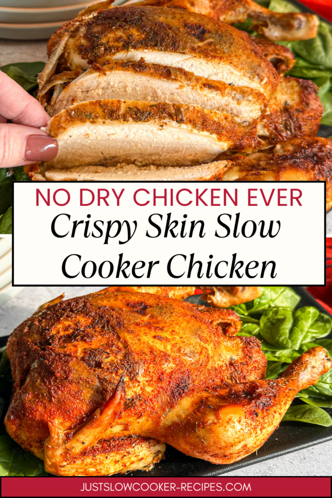 Slow Cooker Whole Chicken with Crispy Skin (No Dry Chicken!)