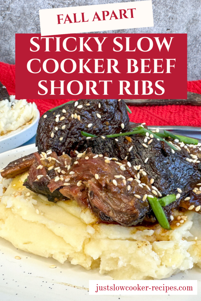 Sticky Slow Cooker Beef Short Ribs Pinterest Pin