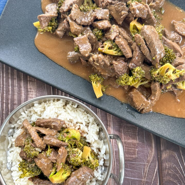 platter with beef and broccoli takeaway style dish