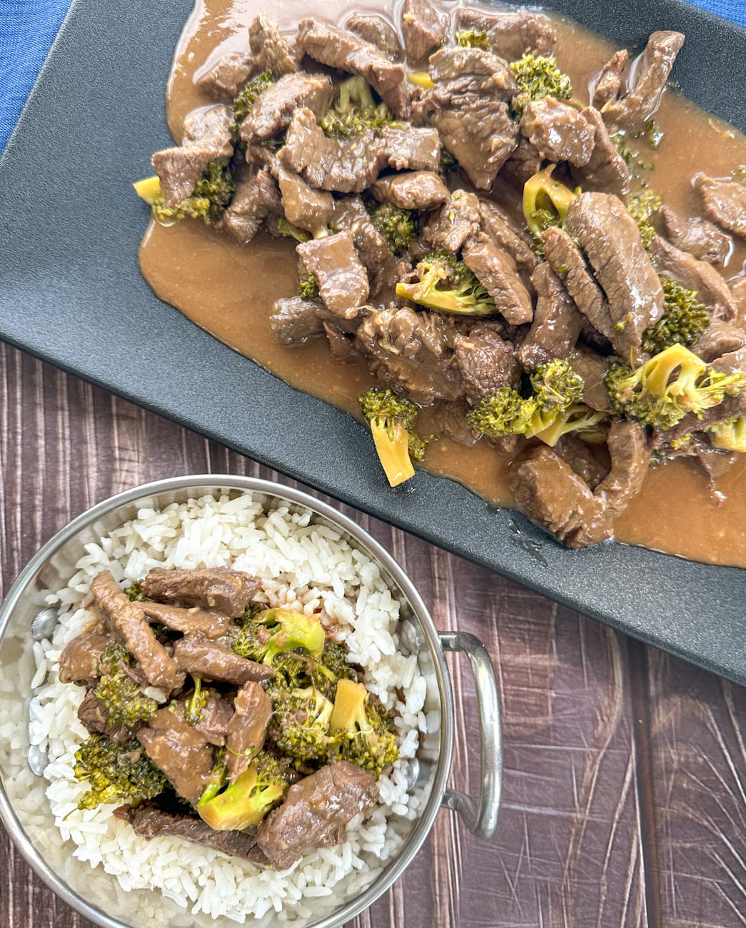 platter with beef and broccoli takeaway style dish
