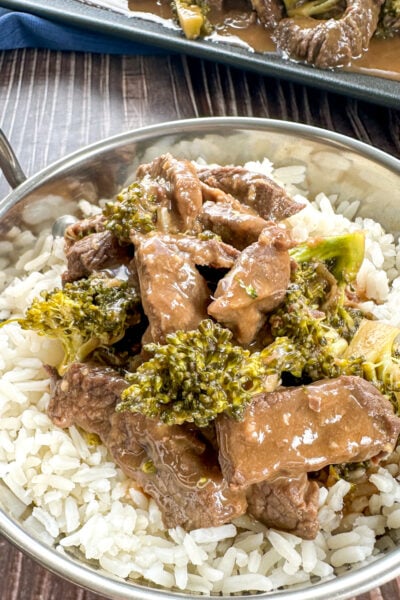 bowl of beef and broccoli with sauce