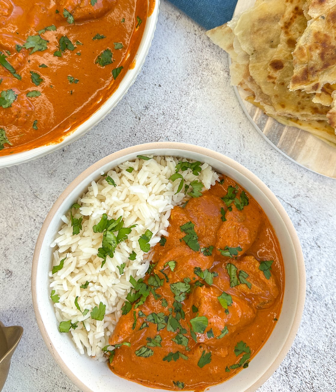 bowl of butter chicken with rice