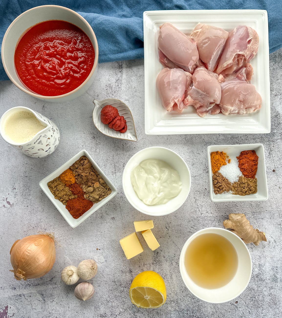 Ingredients to make slow cooker butter chicken