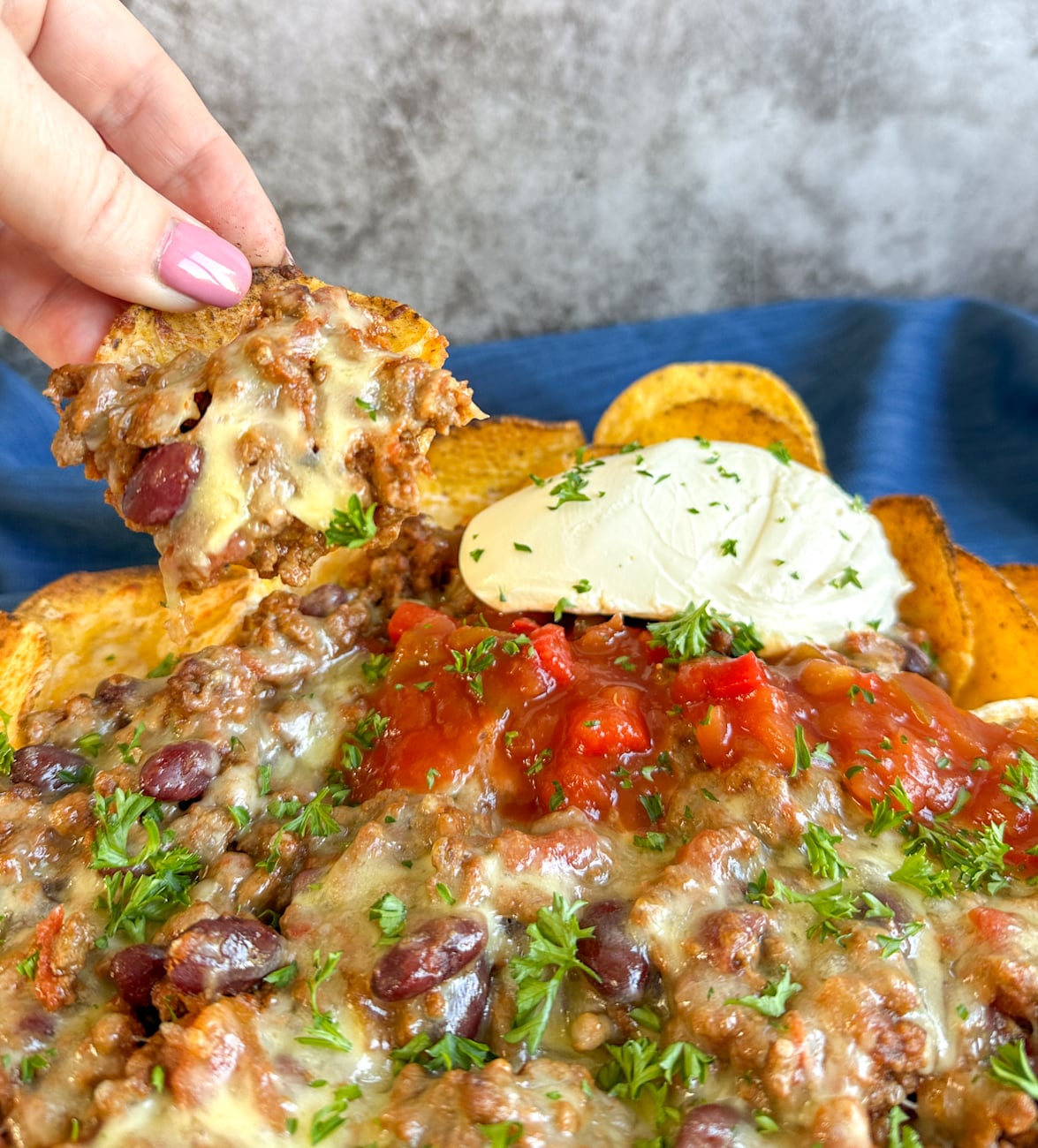 cornchips loaded with beef nacho chilli