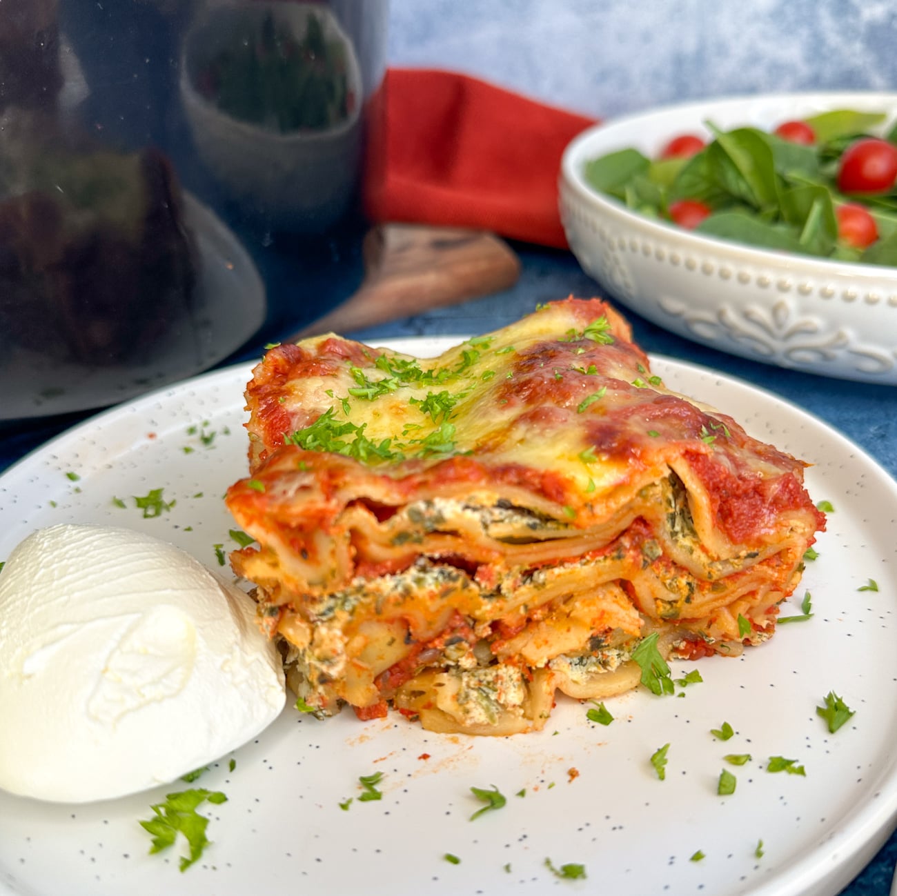 slice of spinach and ricotta lasagne