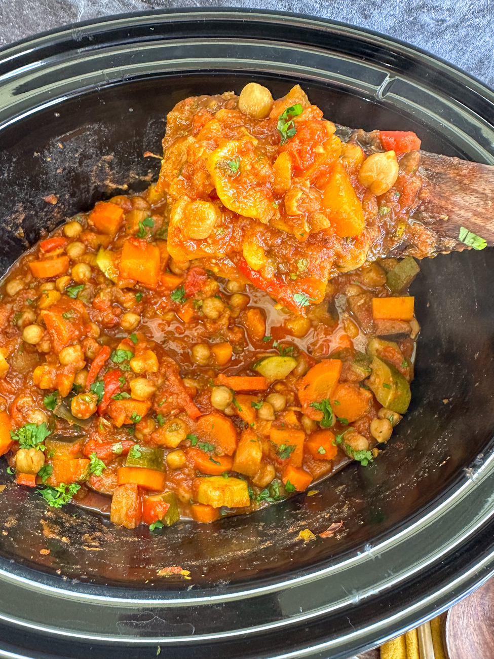 finished slow cooker tagine