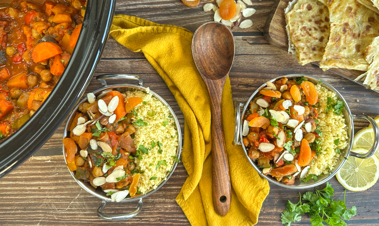 bowls of moroccan vegetable tagine