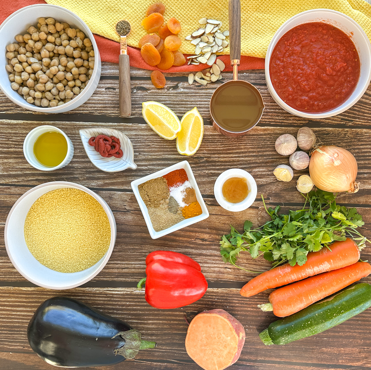 ingredients for vegetarian slow cooker moroccan tagine