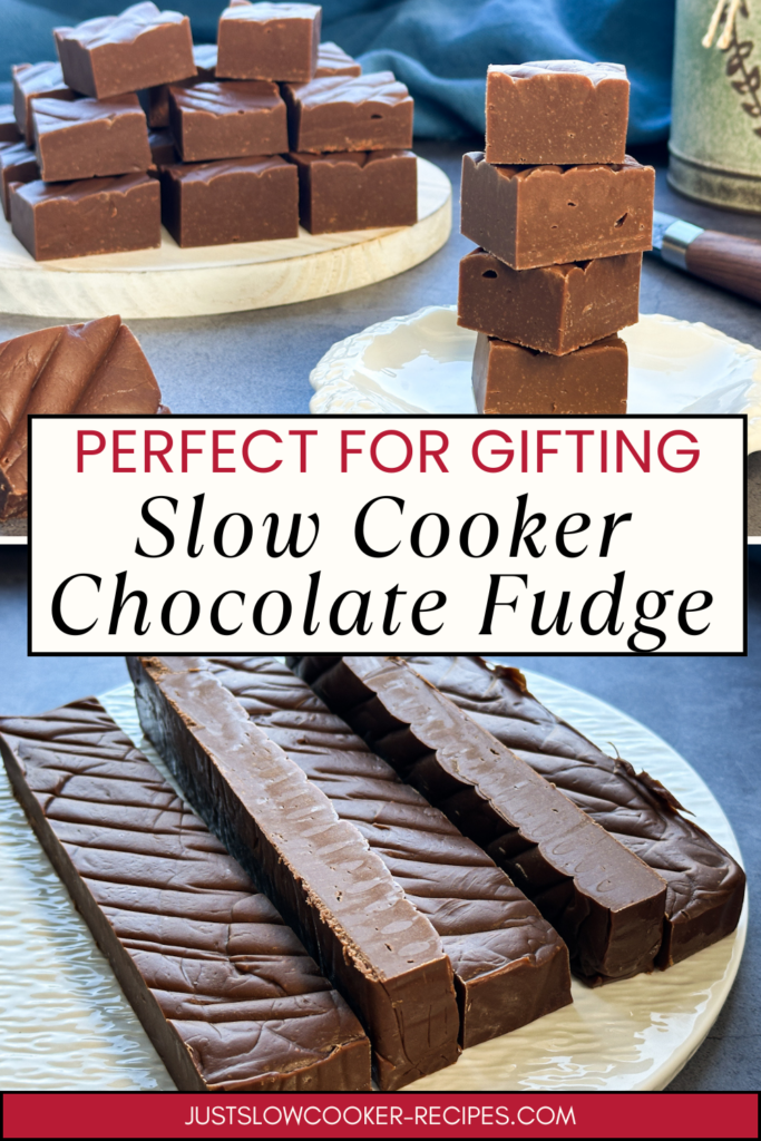 The Easiest Slow Cooker Fudge With No Sugar Thermometer Needed Pinterest Pin