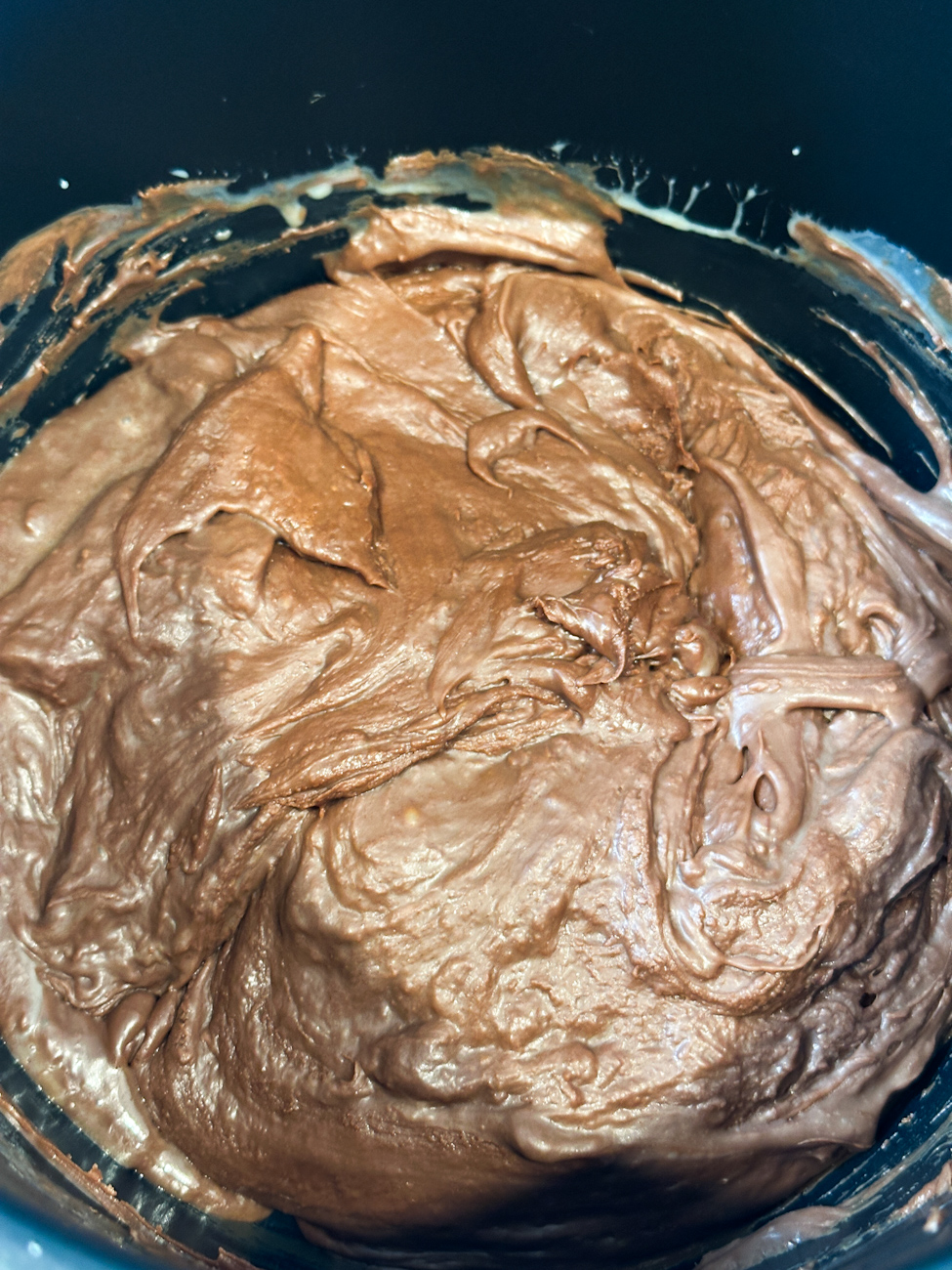 milk chocolate fudge looking dull before mixing
