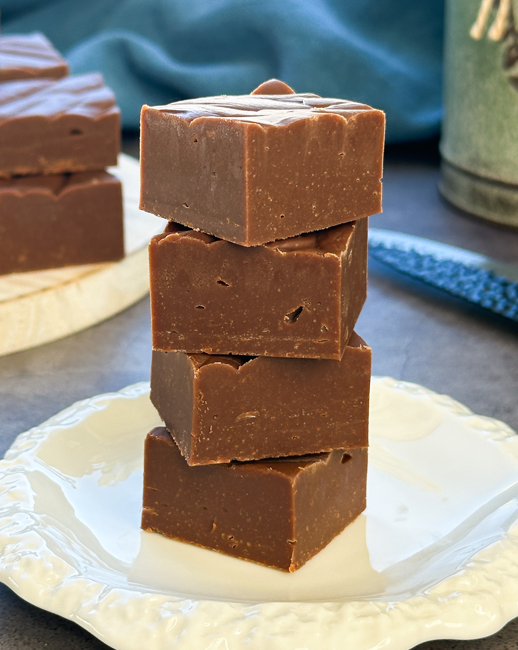 stack of creamy milk chocolate fudge
