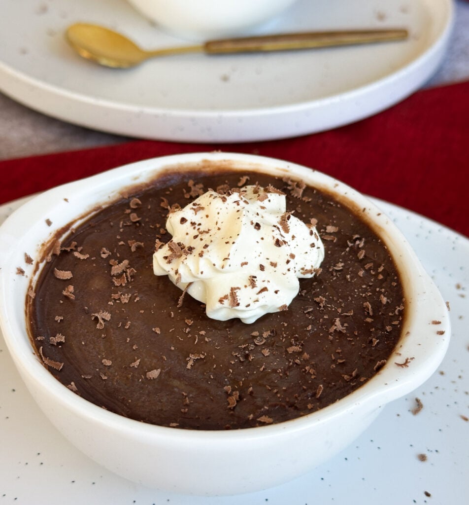 chocolate pot with whipped cream