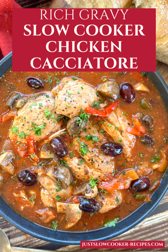 Easy and Rich Slow Cooker Chicken Cacciatore Pinterest Pin