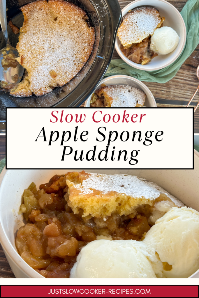 How to make Easy Slow Cooker Apple Sponge Pudding Pinterest Pin