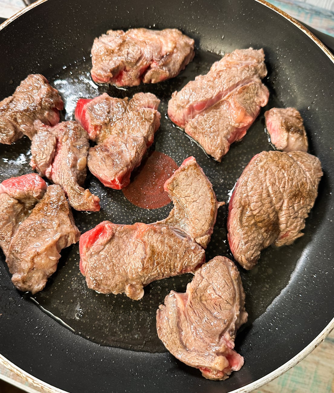 browning the beef for ragu