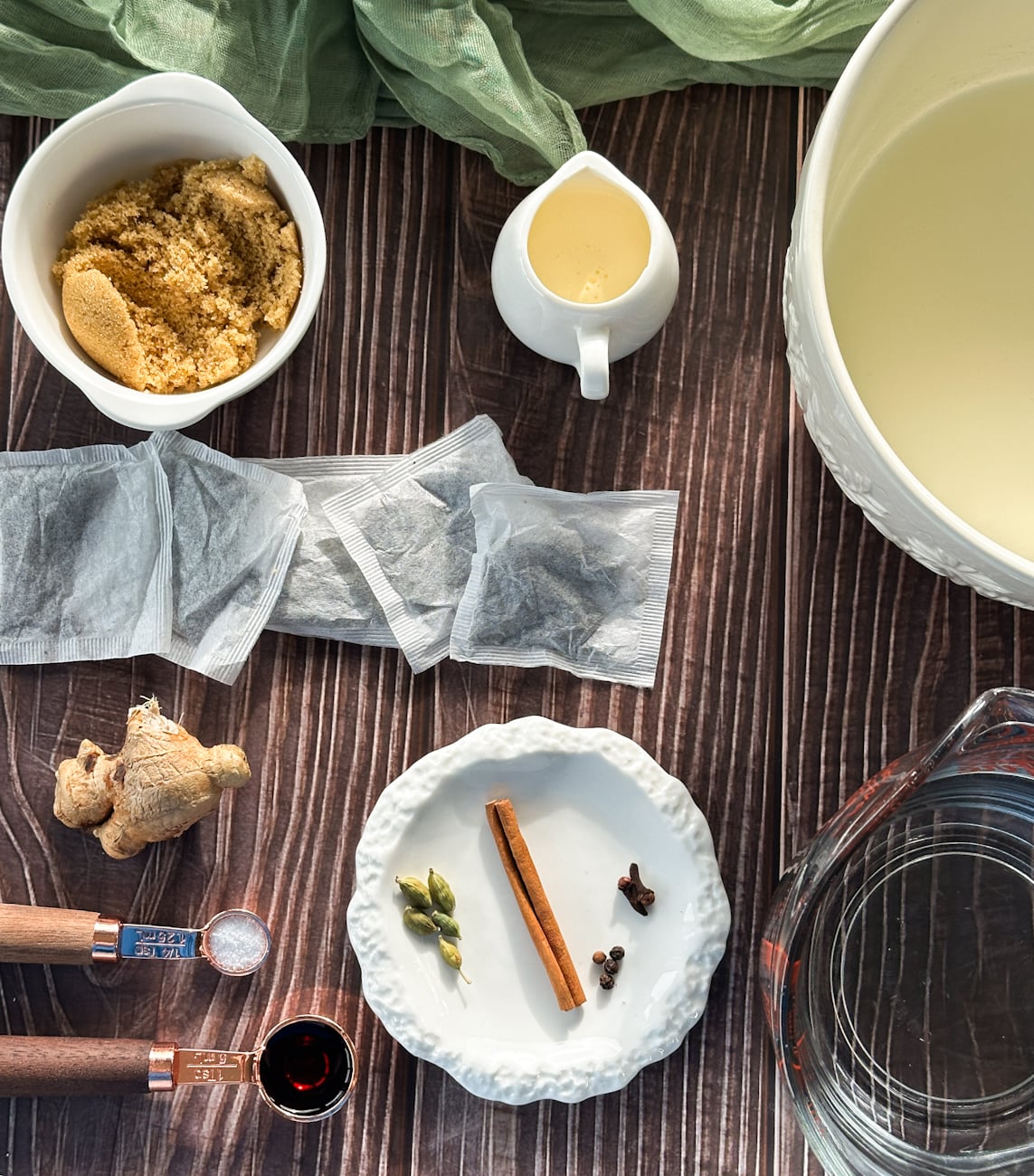 Ingredients for making slow cooker spiced chai