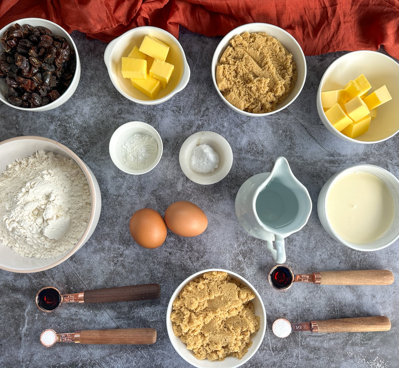 ingredients for sticky date pudding